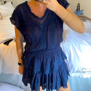 LOVE SHACK FANCY NAVY MINI DRESS XXS